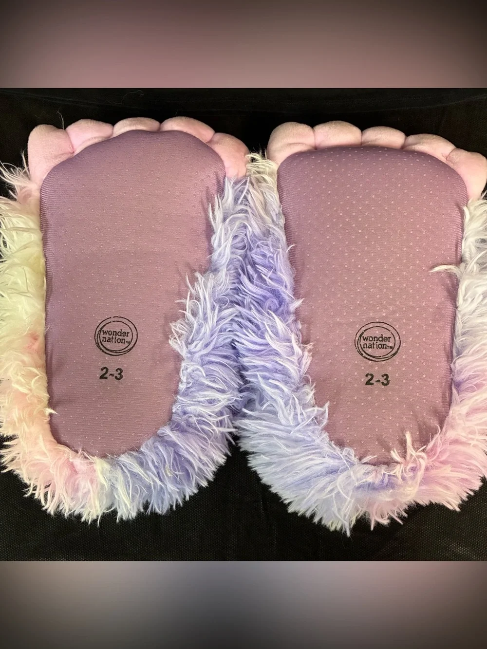 Plush Pastel Rainbow Fuzzy Monster Feet Slippers